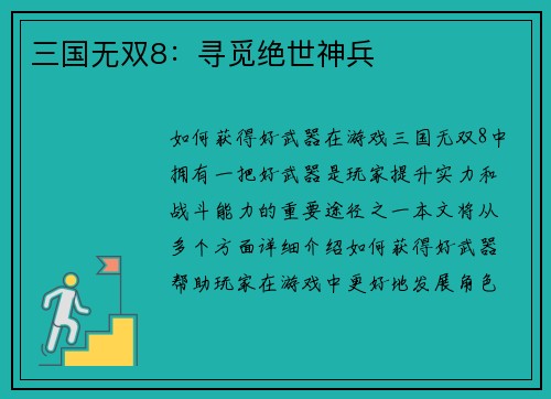 三国无双8：寻觅绝世神兵